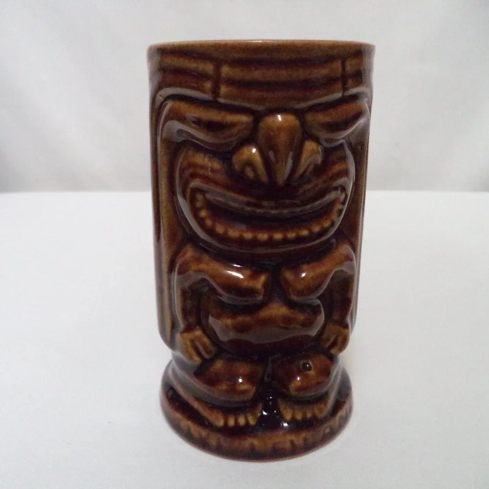 Vintage Tiki Mug Cup Leilani Orchids of Hawaii Japan ceramic brown 5